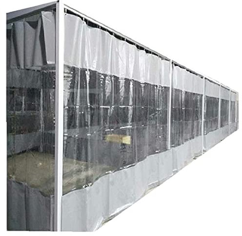 STRMAX Abdeckplane Holz,PVC-Außenvorhänge, Wasserdicht, Transparent, for Pergola, Pavillon, Terrasse Mit Ösen, Strapazierfähige Plane (Color : Clear, Size : 4x2.7m)