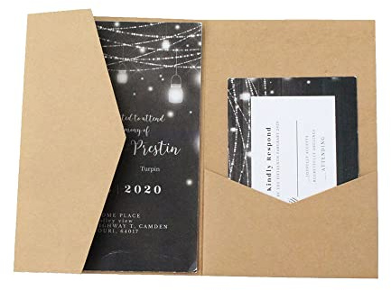 MillaSaw Handwerk Papier Einladungskarte Tasche für Hochzeit Verlobung Bridal Shower Geburtstag 25 Stück Fit für 5x7 Zoll Einladungen