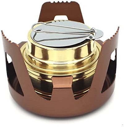 Mini Alkohol Herd, Leichter Messing Spirit Brenner mit Aluminium Stand,Braun