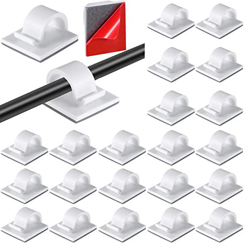 60 Pezzi Clip Fermacavi Adesivi Mini Clip per Luci Esterne Fermagli per Cavi di Luci Autoadesivi Clip per Organizer di Luci Gestione per Fata Luce Catena Luminosa (Bianco, S)