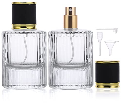 Segbeauty Portaprofumo da Viaggio 50ml, 2 Pezzi Nebulizzatore Profumo, Boccetta Profumo Ricaricabile, Bottiglia Spray Vuota Trasparente, Vetro Dispenser da Viaggio