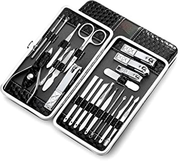 BONAD Cortaúñas Conjunto de Clipper de uñas Conjunto de manicura portátil Pedicure Set de pedicura Conjunto de Belleza (Conjunto de 21 Piezas) Juego de Cortaúñas (Color : Black-21 Piece Set)