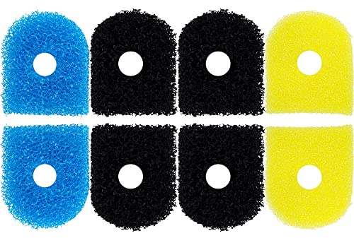 USEAMIE 8 Pack Replacement Filter Sponges Compatible with Kulife Aquarium Filters, 2 Coarse Sponge, 4 Carbonized Sponge, 2 Fine Sponge