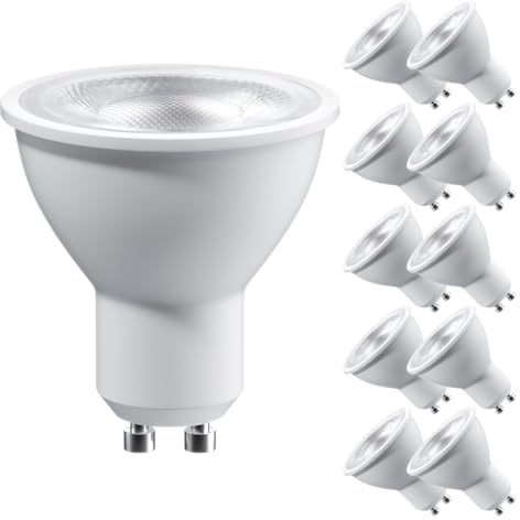 Sparkling Wonderful GU10 LED Bulbs, Dimmable 7W (50W Halogen Equivalent) LED Light Bulbs, 6500K Clear Daylight White, 10 Pack 630LM Bulb