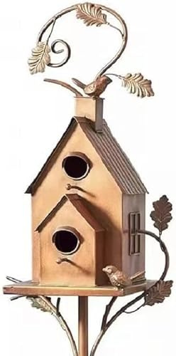 LaoSShu Bird Houses for Outside, Birdhouse Garden Stakes, Metal Bird House Stand with Pole for Hummingbirds, For Courtyard Backyard Patio Outdoor Decoration (Size : C)
