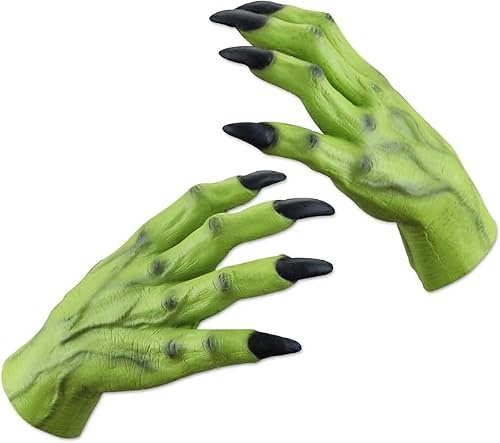 AICKER Monster Handhandschuhe für Erwachsene, Stretch-Handschuhe, Zombie-Handschuhe für Teenager, Kleid, Cosplay, Weihnachten, Halloween, Geschenke, Grün , Einheitsgröße