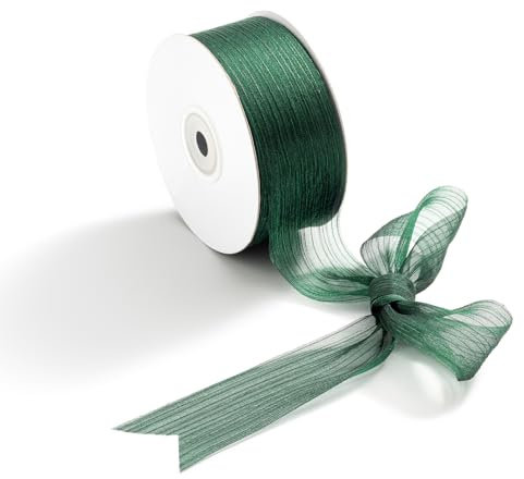 CHUQING Geschenkband Chiffon Schleifenband für Hochzeit Geschenke und Deko Dunkelgrün