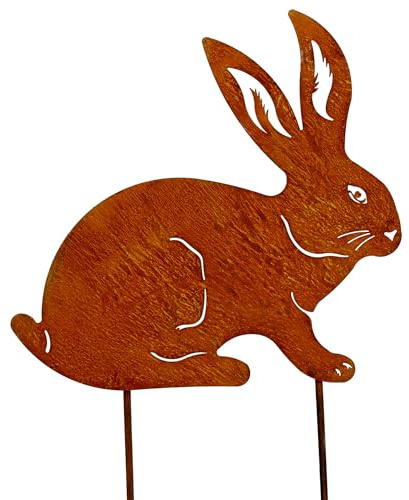 Bornhöft Osterhase Edelrost Dekofigur für Ostern und Frühling Hase Osterhase Edelrost rostige Gartendekoration Gartenstecker