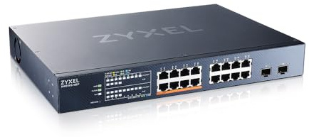 Zyxel 16 Port Network Ethernet Switch | Smart Managed PoE++ | XMG1915-18EP | 8x 2.5G + 8x PoE++ with 180W Budget + 2x 10G SFP+, Smart Fan, NebulaFlex, VLAN, QoS, IGMP Snooping, Rack Mount Kit Included