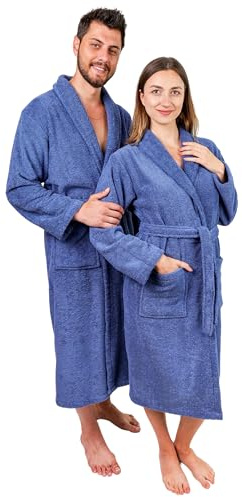 EURO DECO Peignoir de Bain Unisexe avec Serviette de Tête 50x90 cm - S, M, L, XL - Sortie de Bain Absorbante en Éponge Douce, Col Châle - 100% Coton 450g/m² OEKO-TEX®