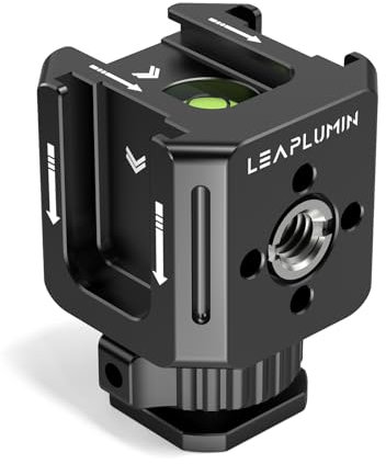 Leaplumin Triple Cold Shoe Mounts Adapter, 3/8''-Schraubenloch auf 1/4''-Schraubenloch, Aluminiumlegierung Hot Shoe Extension Bracke für DSLR Kamera Blitzlicht, Monitor, Mikrofon-Schwarz
