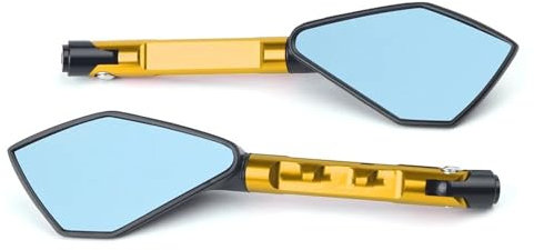 SAMWDK Lenkerendenspiegel Für Für Z650 Motorrad Seitenrückspiegel Universal Motorradspiegel CNC Seitenrückspiegel Blau Blendschutz Lenkerendenspiegel Rückspiegel Motorrad(Gold)