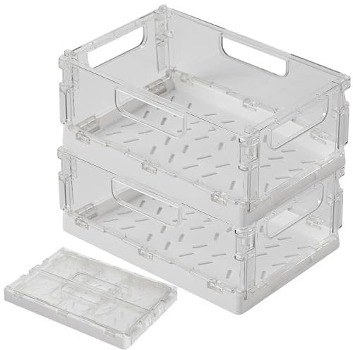 Rosenstein & Söhne Kühlschrankbox: 2er-Set faltbare Kühlschrank-Organizer, transparent, 31 x 20,5 x 13 cm (Kühlschrank Boxen, Küchenbehälter, Schuhe)