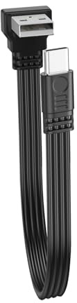 LANMINGLEL Cavo USB 2.0 piatto corto a 90 gradi maschio verso tipo C maschio - Cavo di trasferimento dati piatto flessibile 480 Mbps per telefoni, tablet, computer portatili - 30 cm (angolo verso il