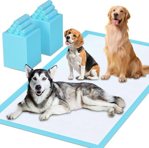 40 Stück Einweg-Wickelunterlage, 80×120cm für Hunde und großer Hund, Trainingspads Auslaufsicheres 6-Lagiges Design mit Schnell Trocknender Oberfläche (40 Stück 80×120cm)