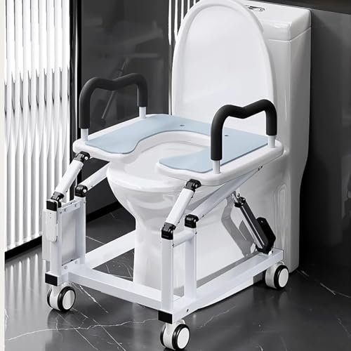 Rialzo Elettrico per Sedile Del Water Con Braccioli,Ruote Universali a 360°,Ausilio per Stare in Piedi per Wc,Telaio Supporto Wc,angolo di sollevamento ergonomico per supporto anziani