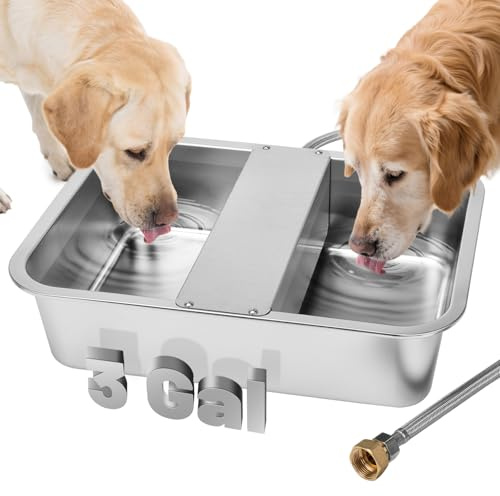 Lonepetu 3 Gallon Dog Water Bowl Dispenser, Auto Fill Stainless Steel Bowl