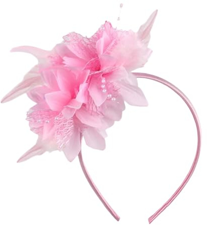 HSTWODE Feder Haarreif mit Künstlichen Blumen, 1920er Fascinator Kopfschmuck für Damen, Feder 20er Jahre Stirnband für Karneval Cocktail Hochzeit Tee-Party Accessoires