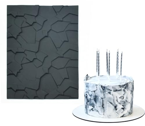 mostsom Fondant-Silikonform für Kuchendekoration, Kuchenrand, Steinmuster-Prägematte, Fondant-Prägeschablone für DIY-Kekse, Cupcakes, Schokolade, Ton – Wiederverwendbar, flexibel (E_ Steinmuster)