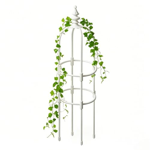 Garden Obelisk Trellis, Rose Metal Obelisk 60 90 120 150 180cm Garden Trellis for Climbing Plants, Sweet Pea Growing Frame, Metal Support for Outdoor Indoor(White,20 x 60cm/7.9 x 24in)