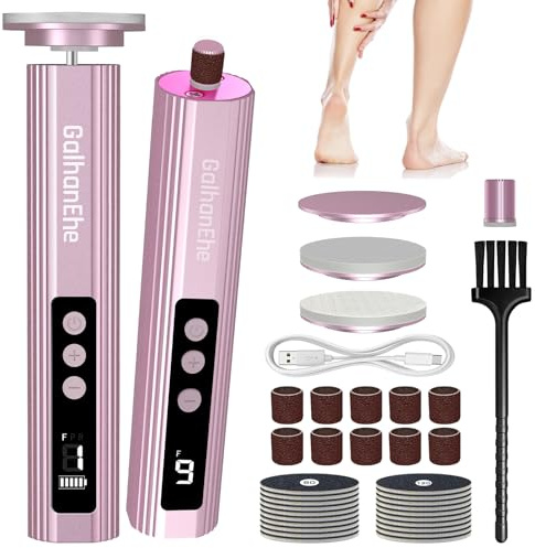 GalhanEhe Rapeuse Pieds Électrique, Épilateur Rechargeable 3 en 1, Kit de Pédicure et Manucure, Outil de Pédicure pour le Soin des Pieds et des Ongles (‌Rose)