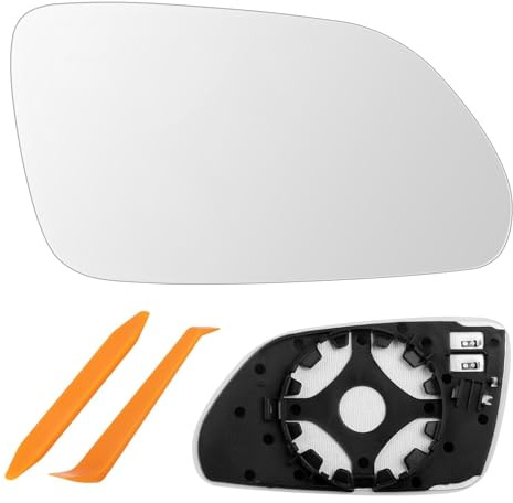 Spiegelglas Ersatz Rechts für VW Polo 9N 2005-2009 und Skoda Oktavia (1Z3/1Z5) 2004-2008, Beheizbar Asphärisch Außenspiegel Glas Beifahrerseite, Klarer Rückspiegel, ABS Seitenspiegelglas (Rechts)