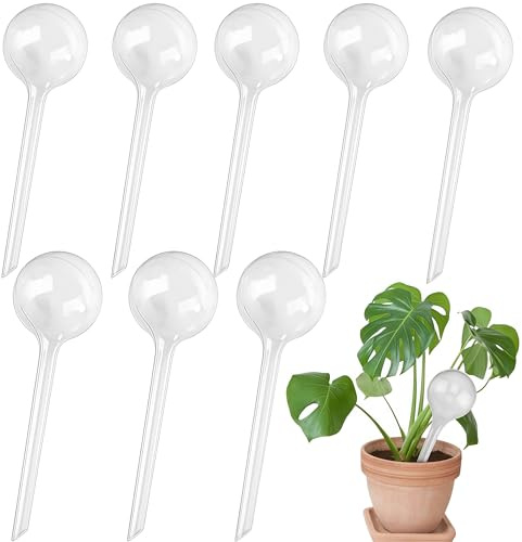 300ml Sfere per Irrigazione,8 Pcs Globi per Automatica di Piante,Dispositivi di Irrigazione,Annaffiare piante in vacanza,per Piante da Interno ed Esterno,Dosatori d’Acqua per Piante da Vaso,bianco