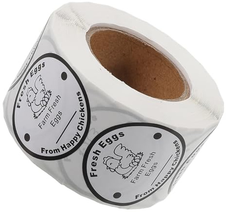 DIYEAH Eierkartonetiketten Rolle 3,8cm 500 Stück Frischeerhaltung Dekorative Aufkleber für Hühnereier Vielseitig für Bauernmarkt und Heimgebrauch