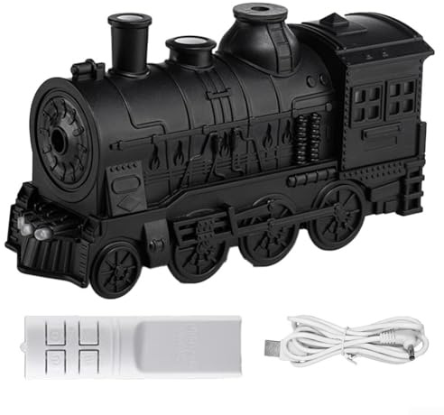QuivyLivy 300Ml Steam Train Aroma Diffuser, Cool Mist Humidifier, Quiet Operation, Ambient Lighting Options, Auto Shut-Off, Suitable For Bedroom Office(Black)