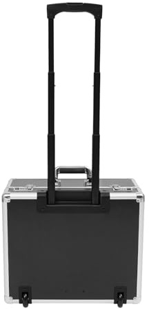 Dettchan Rollbarer Aktenkoffer, Aluminiumlegierung Abschließbarer Aktenkoffer, rollbare Aktenbox mit Teleskopstange, für Büros, Besprechungsräume, Wohnungen 48.5 * 23 * 39cm