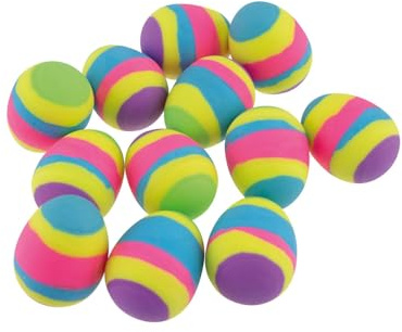 BLS GmbH Flummi Eierform, Unberechenbar Springender Ball, Mehrfarbig Gestreift, 4 x 3,5 cm, 37g, 12er Set