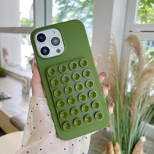 FIFTHAVE Custodia per iPhone 17 Air Custodia con ventosa in silicone, supporto a ventosa per iPhone 17 Air in silicone morbido antiurto ultra sottile custodia morbida bumper cover verde