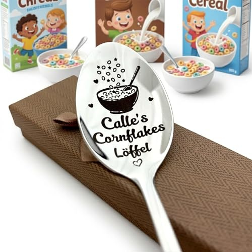 Personalisierter Müslilöffel mit Gravur - Löffel mit Namen als Geburtstagsgeschenk - Gravierter Frühstückslöffel für Sohn & Tochter - Überraschung mit Wow-Effekt - Edelstahl