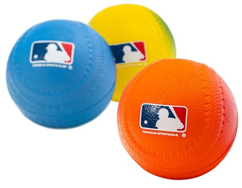 Franklin Sports Foam Baseballs - Soft Foam Practice Baseballs for Kids - Perfect for Hitting and Indoor or Outdoor Play - 3 Pack - Official MLB Licensed Product