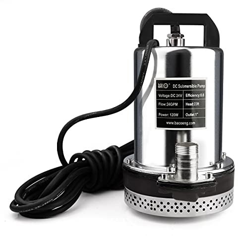 BACOENG Pompa Sommersa a Energia Solare, Pompa ad Immersione DC 24V