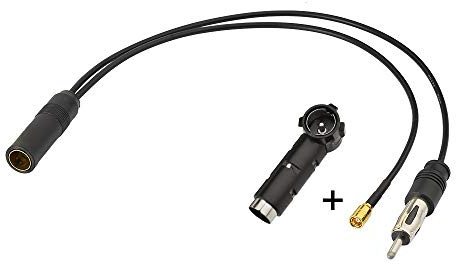 Eightwood Antenneadapter SMB Kabel Din Buchse auf Din Stecker(2din) auf SMB Stecker mit DIN-ISO Adapter RG174 30cm für AM/FM DAB Autoradio MEHRWEG