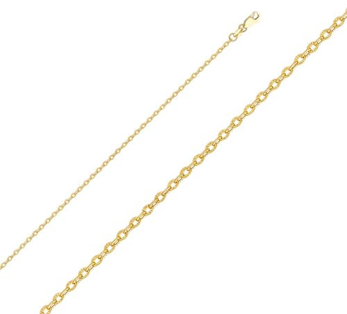 Halskette mit Anhänger für Damen, 14 Karat Gelbgold, hohl, 2,3 mm, glitzernd, Längenoptionen: 41 46 51 56 61, Gelbgold, Facettierte Steine