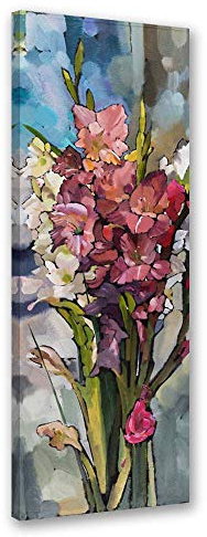 Feeby Leinwandbild Blumen Bild Kunstdruck für Schlafzimmer Rot 25x70 cm