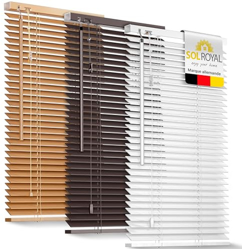 Sol Royal Holzjalousie SolDecor JH3 Jalousie aus Holz in Weiß - 100x160 cm Tür- und Fensterjalousie Holz umweltschonend produziert - Jalousien Blickschutz Fenster 3,5 cm breite Lamellen