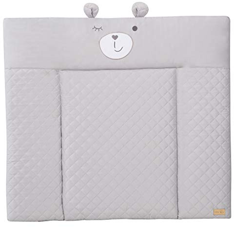 roba Skötbädd soft roba Style - 85 x 75 cm - Avtorkningsbar skötbädd - Skötbädd för bebis med Björnmotiv - Lil Cutie Sammy - Grå