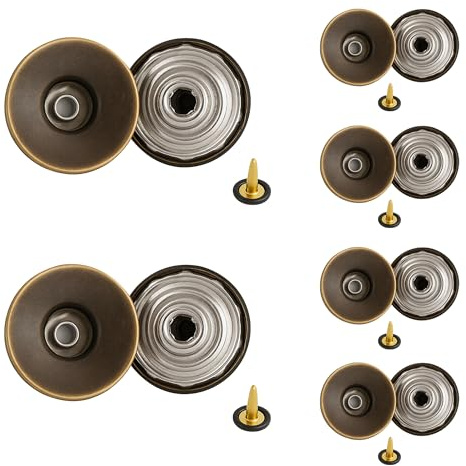 WedDecor Brass Jeans Button, Tack Fasteners with Pin Rivet for Clothing Repairing, Denims, Jackets, Bronze, 17mm, 10pcs | Crafted From Sturdy Brass For Long Lasting Everyday Wear Features A Reliable Tack Fastener Fitting For Extra Durability