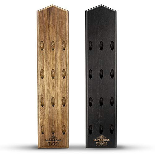 McFARRONS Dart Halter aus Holz für 12 Darts - Praktische Dart Aufbewahrung für die Wand als Zubehör für Jede Art von Dartscheibe - passend für Steeldarts und Softdarts. (Schwarz/Black)