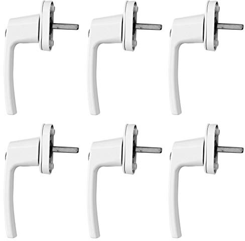 Set med 6 fönsterhandtag, låsbart, vitt, balkongdörrhandtag, metall, balkongdörr, fönster, handtagshandtag med lås, säkerhetsfönsterhandtag, balkonghandtag, dörrhandtag