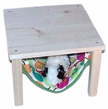Meerschweinchen Hängematte mit Gestell – Handmade in Deutschland – Muster: bunte Äpfel – Für Meerschweinchen, Chinchilla, Kleintiere – Waschbar – Liebevolle Handarbeit - fertig montiert