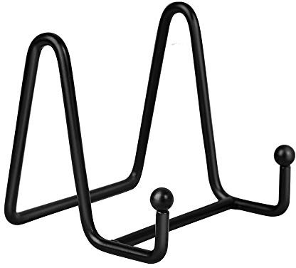 Staffelei Teller Ständer Aufsteller Halter - 1 Stück Eisen Metall Tellerständer Tellerhalter - Dekoteller Halterung - Bilderrahmen Ständer - Bildaufsteller - Staffelei für Bücher - Schwarz - 7,6 cm