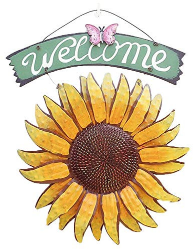 HLTER Panneau de bienvenue pour jardin, plaque décorative vintage en métal à suspendre au mur ou à la maison