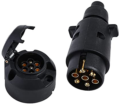 Eacalyc Prise de Remorque 7 Broches et Fiche pour Remorque 12V Électrique Prise Attelage 7 Broches Femelle Connecteur Prise de Remorque Male Étanche pour Camion RV ou Bateau
