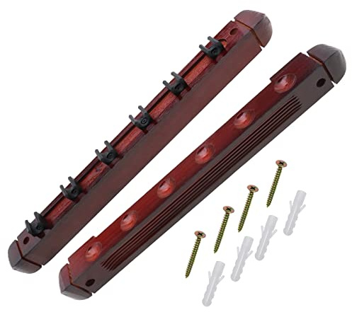 OTOTEC Pool Queue-Rack Pool Stick Halter Wandmontierte Tischstäbe Holz 6 Löcher Pool Queue-Halter Poolkugeln Billard für Spielzimmer Pool Bars Clubs Billardspieler