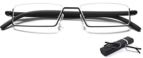 MAGIMODAC Blaulichfilter Lesebrille mit Ultraleichtem TR90 Rahmen Damen Herren Computer Lesehilfe Halbbrille Halbrand Halbrahmen Sehhilfe mit Brillenetui (Schwarz, 1.50)