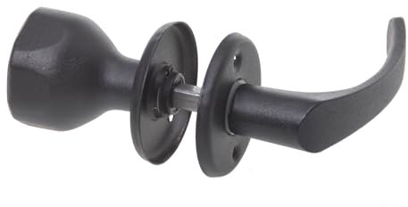 Aqbau® Poignée de porte rotative avec bouton de porte | Poignée de porte | Bouton | Bouton | Kit complet avec boulons et vis (noir)